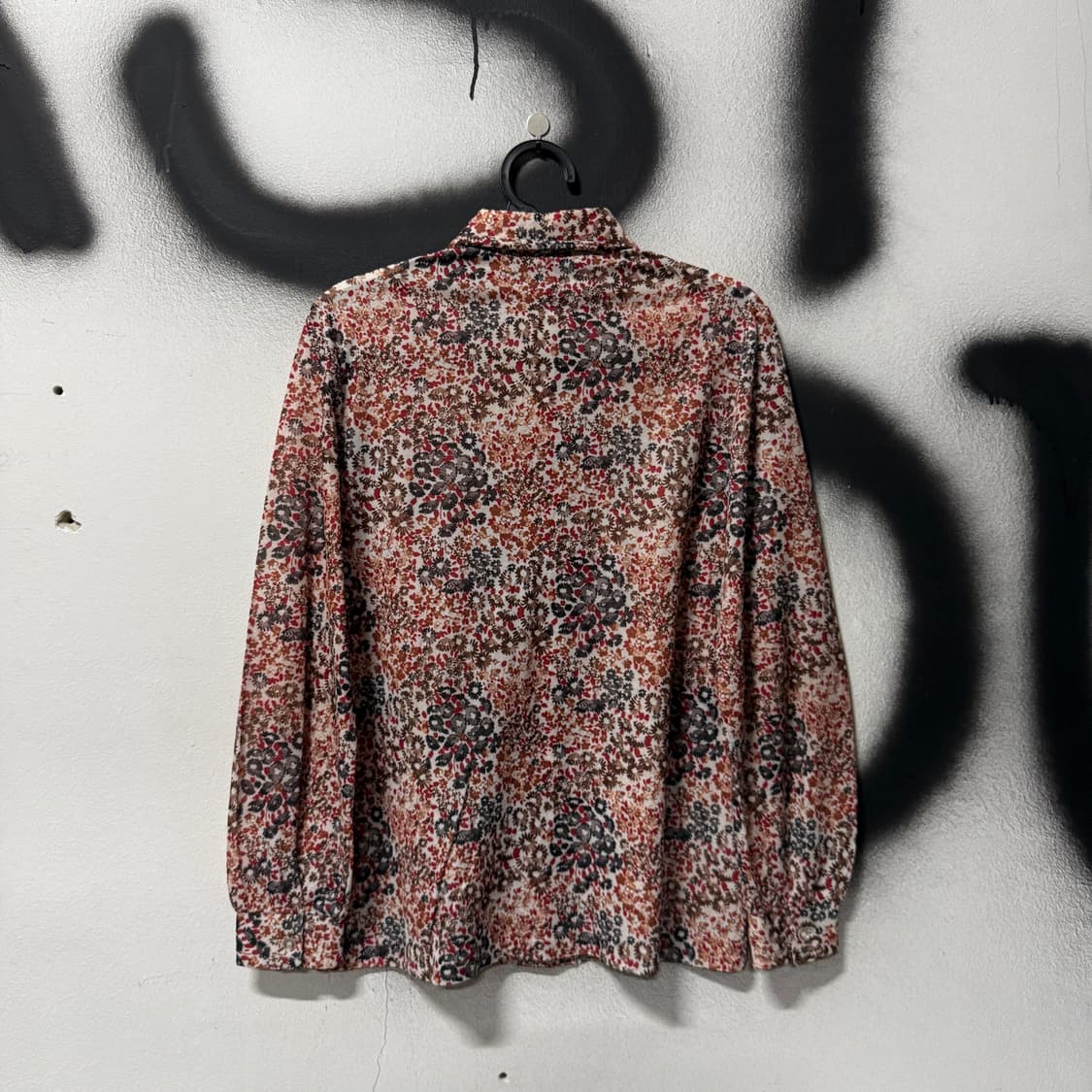 VTG 빈티지 오리엔탈 플라워 자카드 풀 패턴 코튼 긴팔 셔츠 상품이미지2