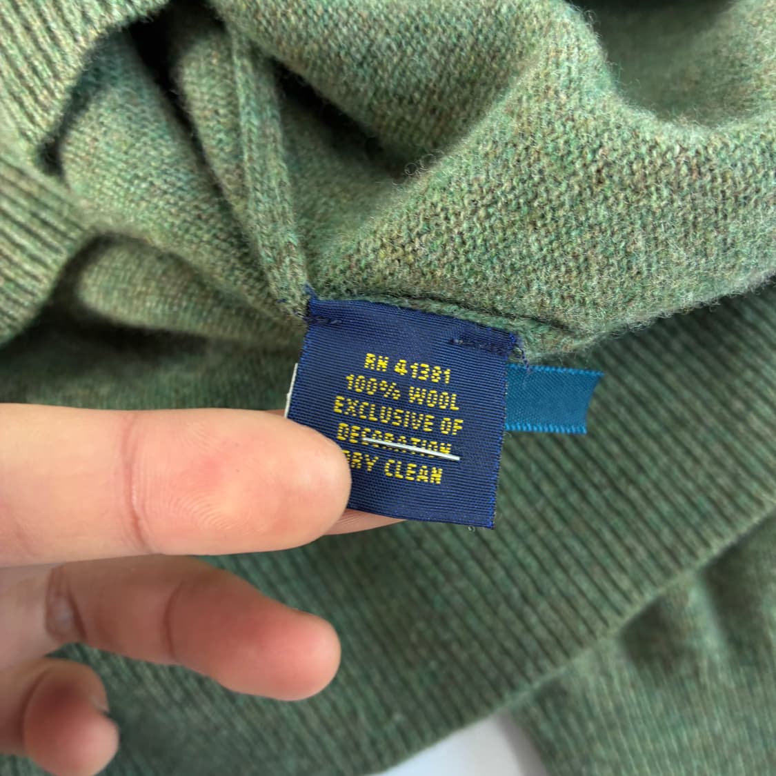 Polo  폴로 랄프로렌 자수 울 카키 브이넥 니트  상품이미지5