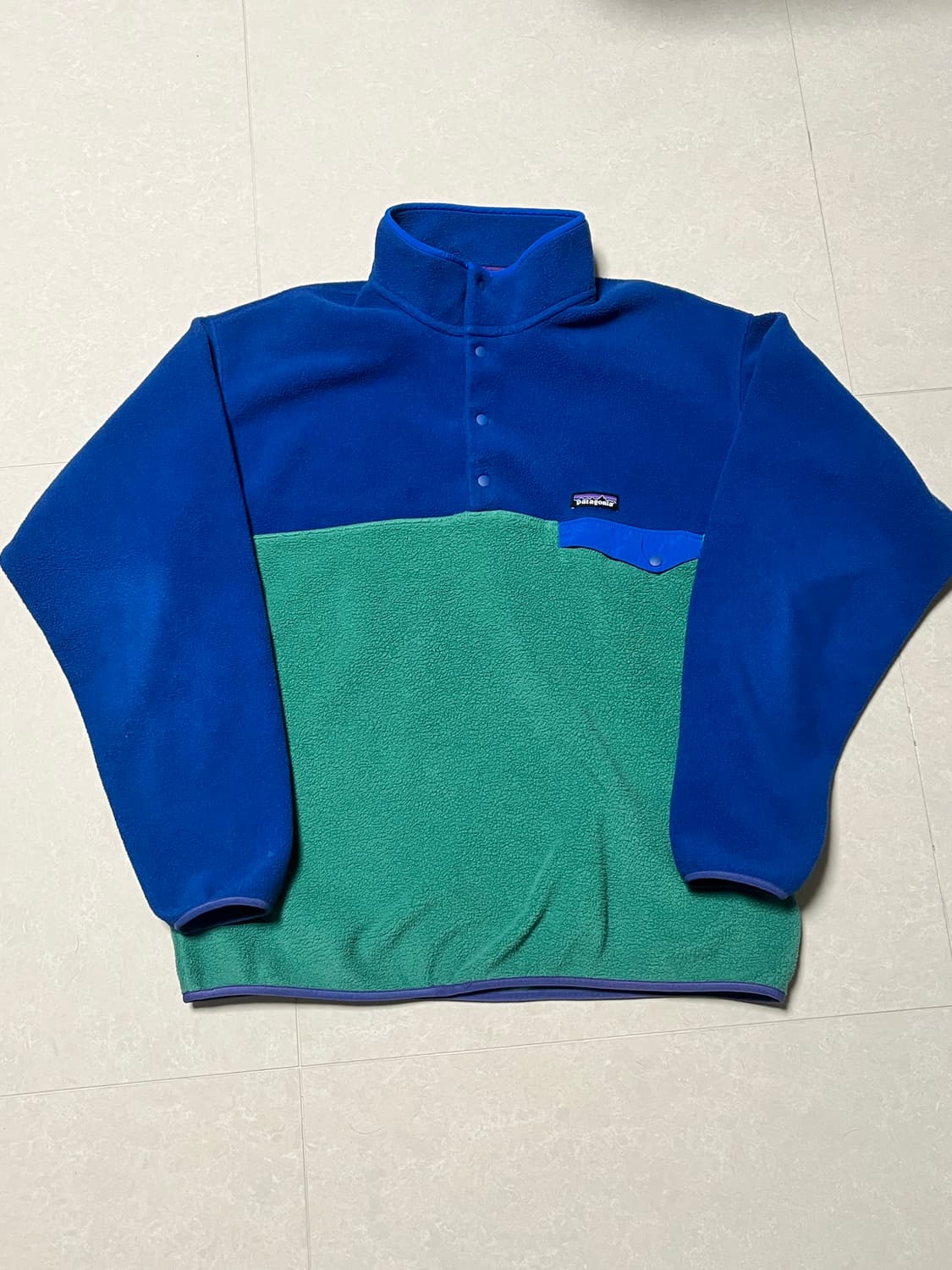 파타고니아 플리스 풀오버 블루/그린 상품이미지1