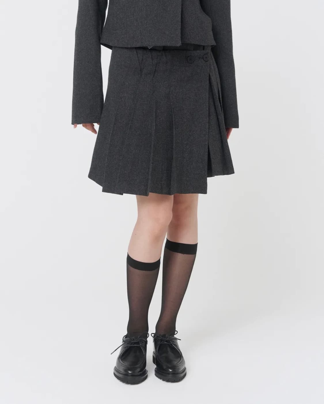 미세키서울 Wabi origami pleats midi skirt 차콜 상품이미지1