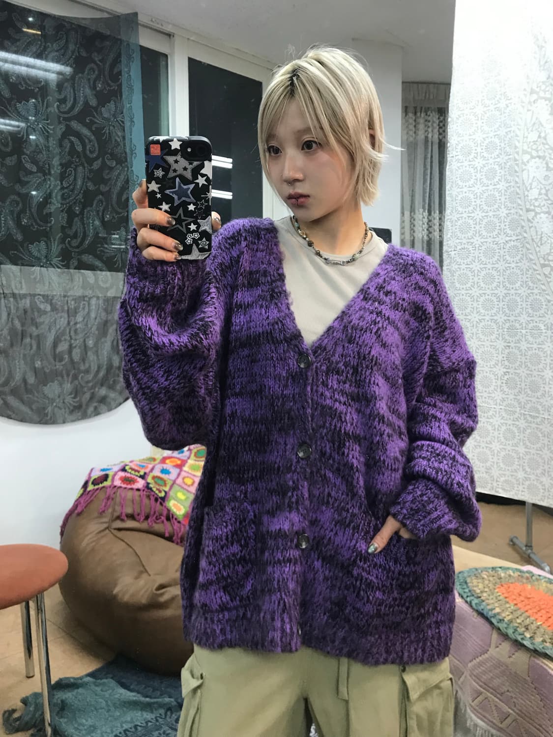 빈티지 퍼플 니트 가디건  상품이미지2