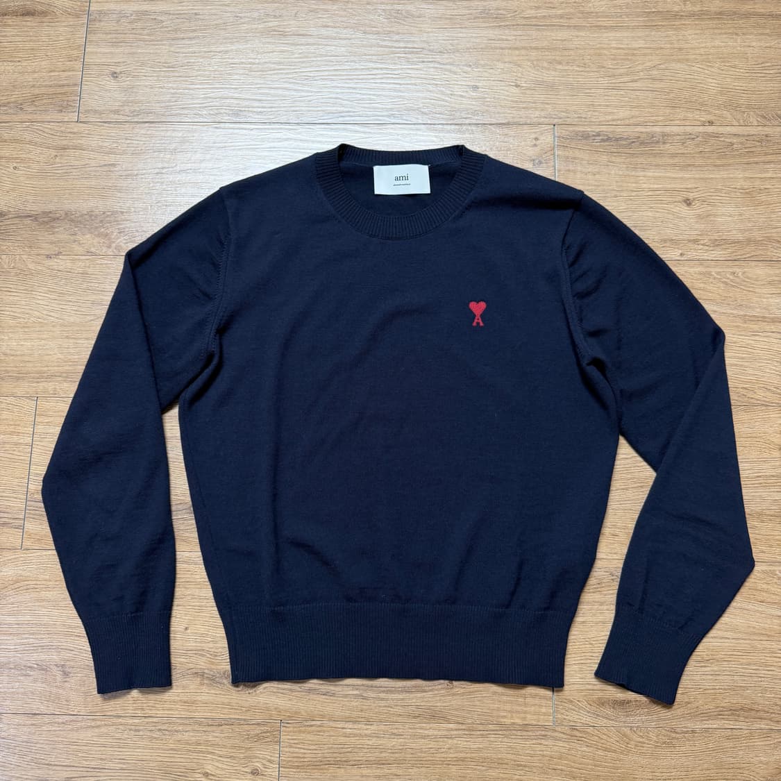 아미 스몰 로고 네이비 울 니트 상품이미지1