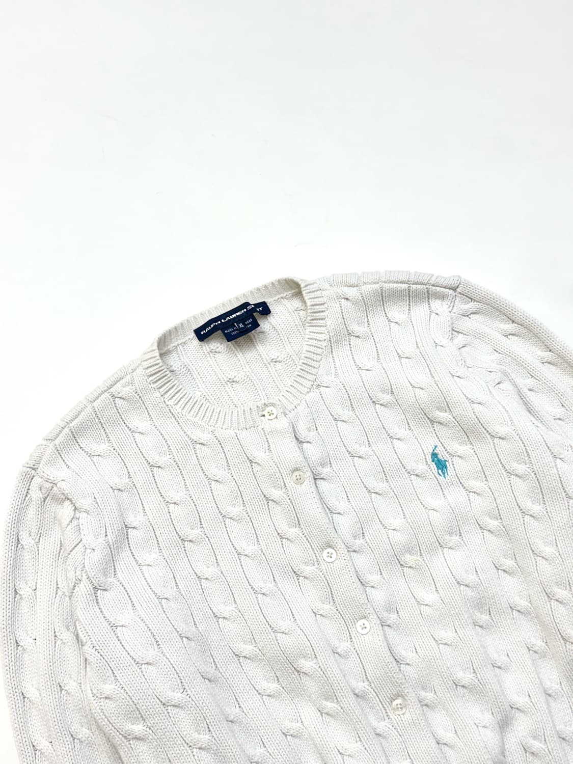 Polo sports 랄프로렌 스포츠 화이트컬러 케이블 니트 가디건 상품이미지3