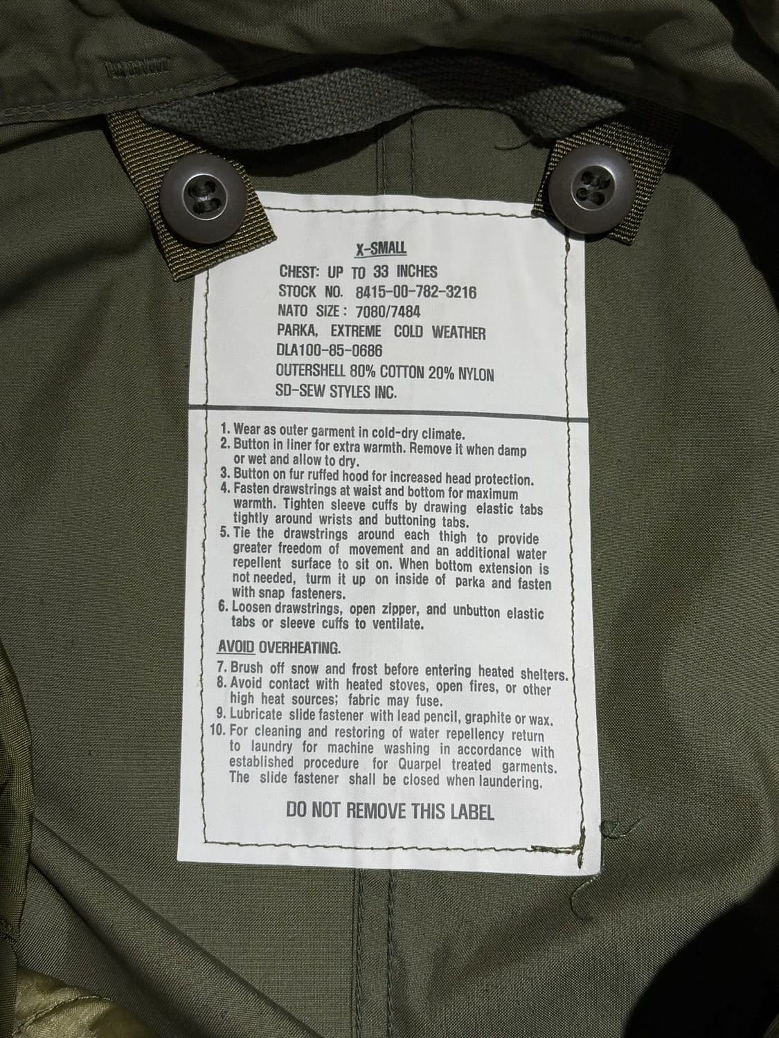 u.s.army M-65 카키 피쉬테일 개파카 상품이미지7