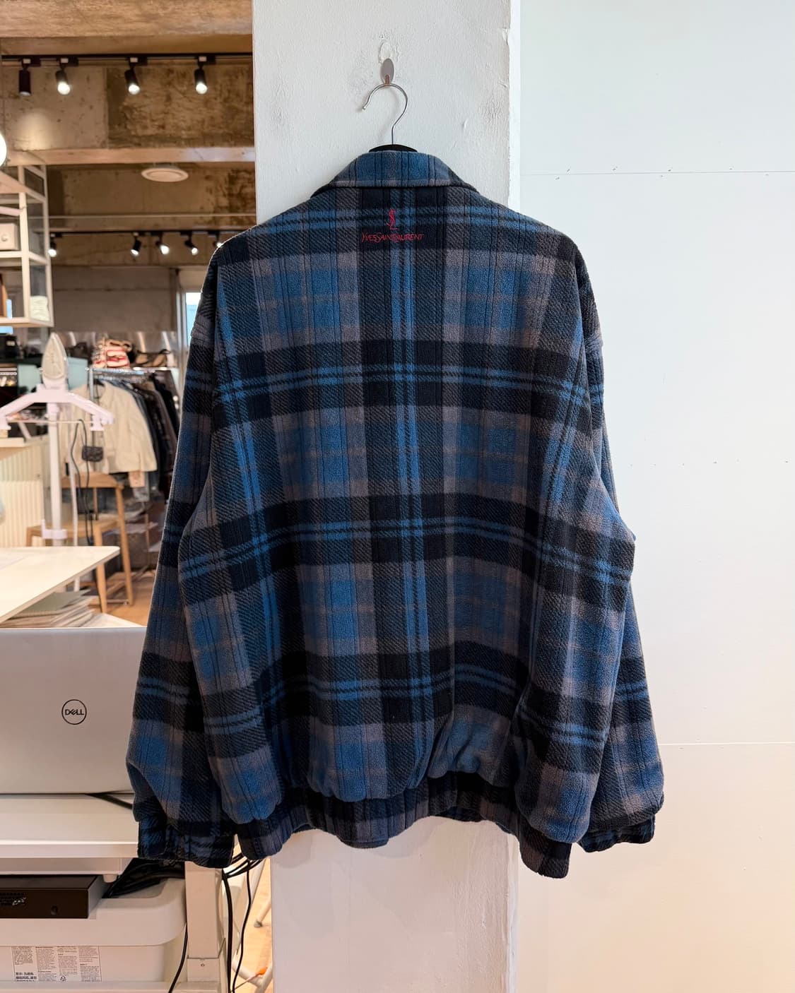 입생로랑 블루 90s 체크 플리스 자켓  상품이미지7