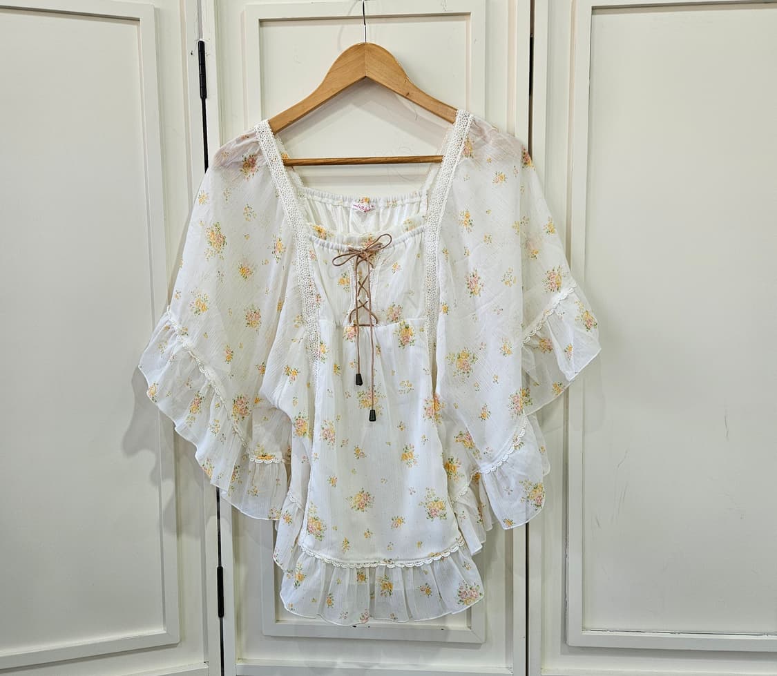 플라워 케이프 쉬폰 블라우스 상품이미지1