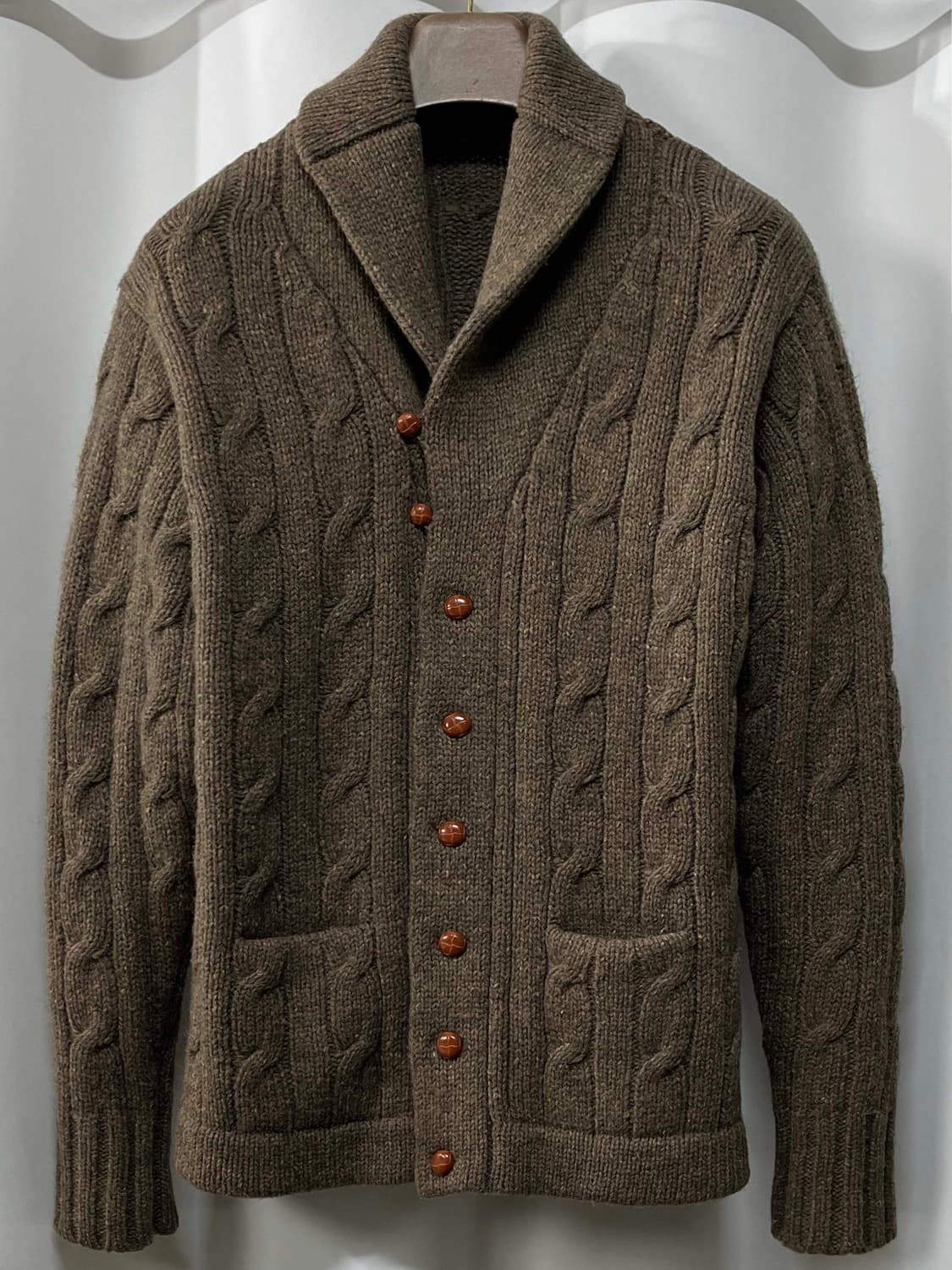 폴로 랄프로렌 브라운 도네갈 퓨어버진울 피셔맨 울 가디건 자켓 상품이미지1