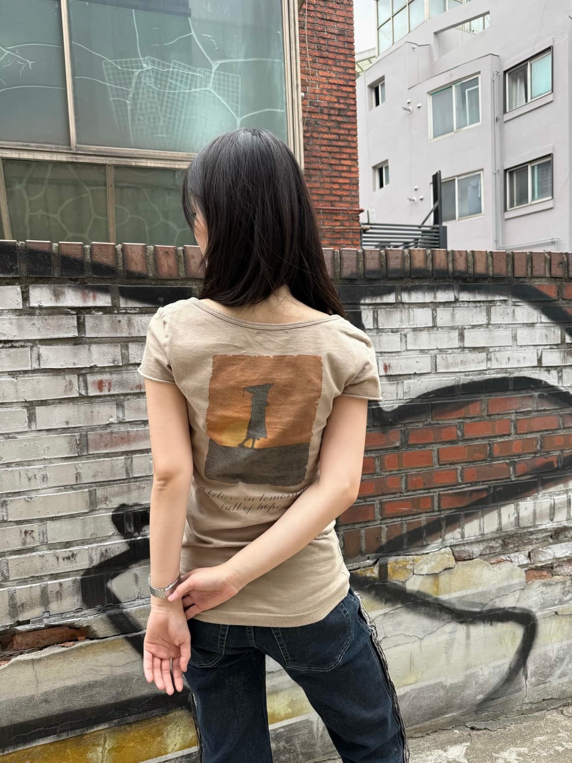 GOA 슬림 실루엣 코튼 티셔츠 상품이미지5