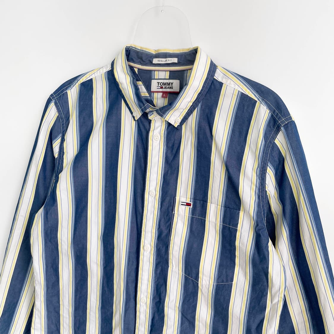 D2 타미진스(Tommy Jeans) 스트라이프 패턴 긴팔 셔츠 L사이즈 상품이미지2