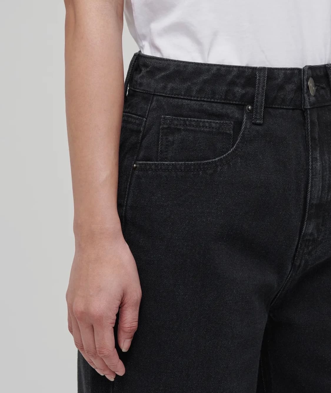 무신사스탠다드 우먼즈 와이드 데님 팬츠 워시드 블랙 30 상품이미지3