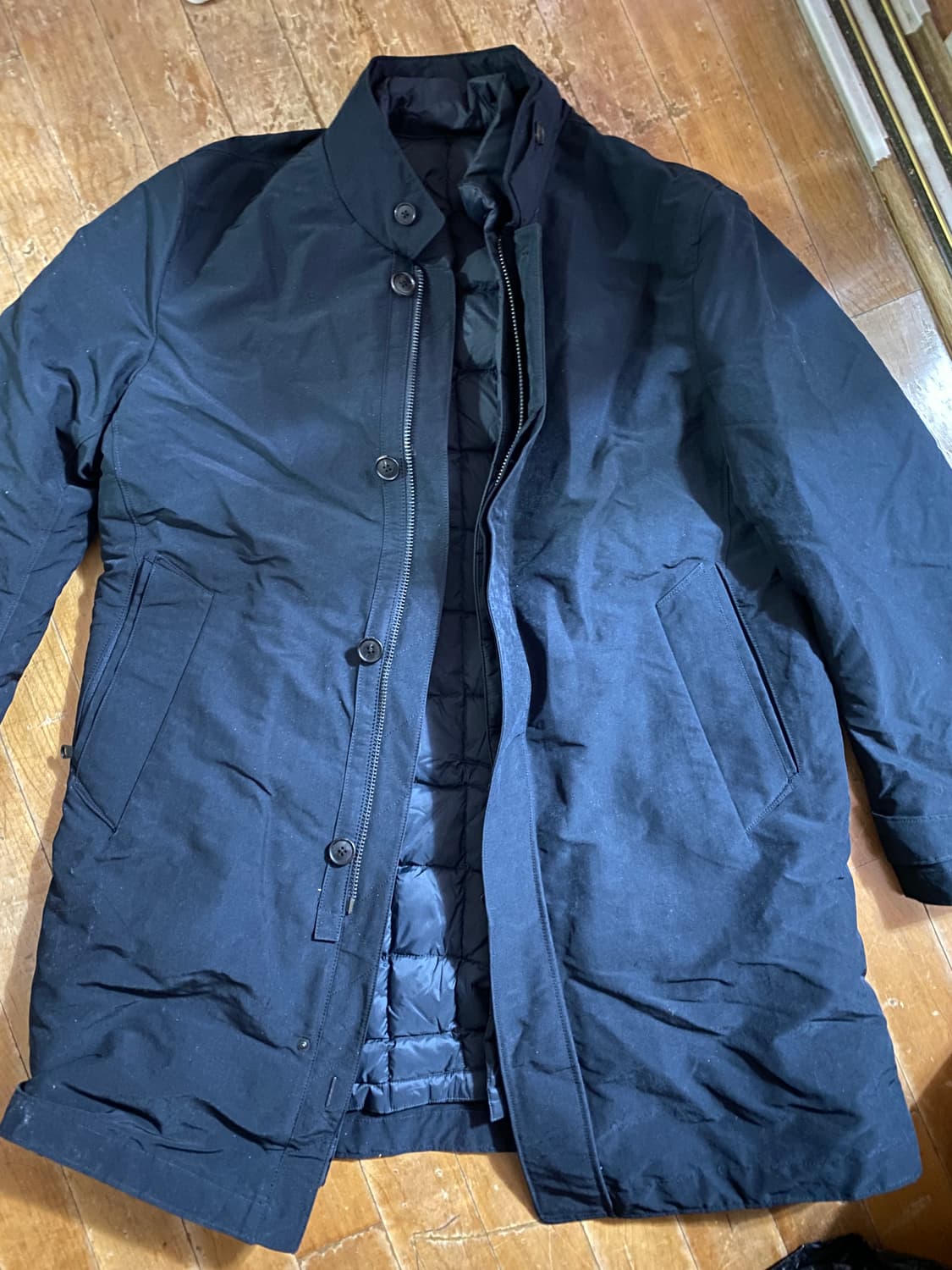 HAZZYS 남성 디테쳐블 구스다운 패딩 코트 110 블랙 상품이미지1