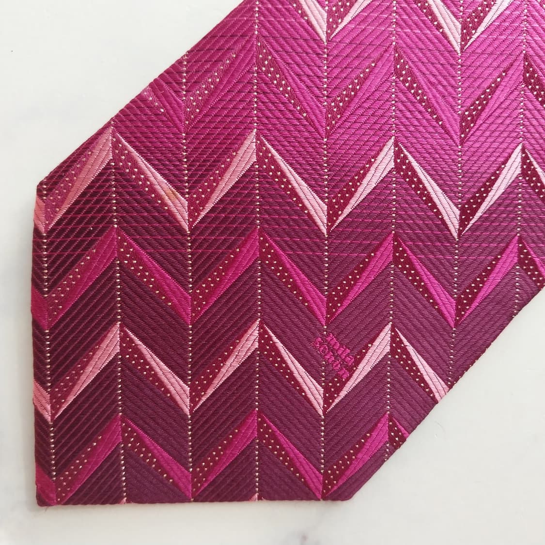 MILA SCHON 밀라숀 핑크 패턴 넥타이 9cm A등급 K2370 상품이미지4