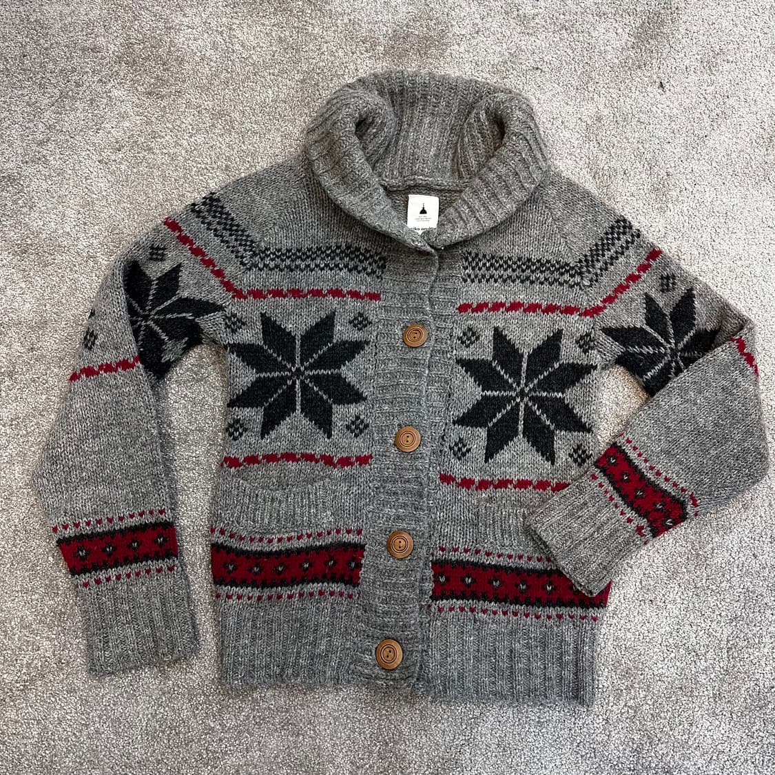 니코앤드 노르딕패턴 회색 숄카라 울 가디건S 상품이미지1