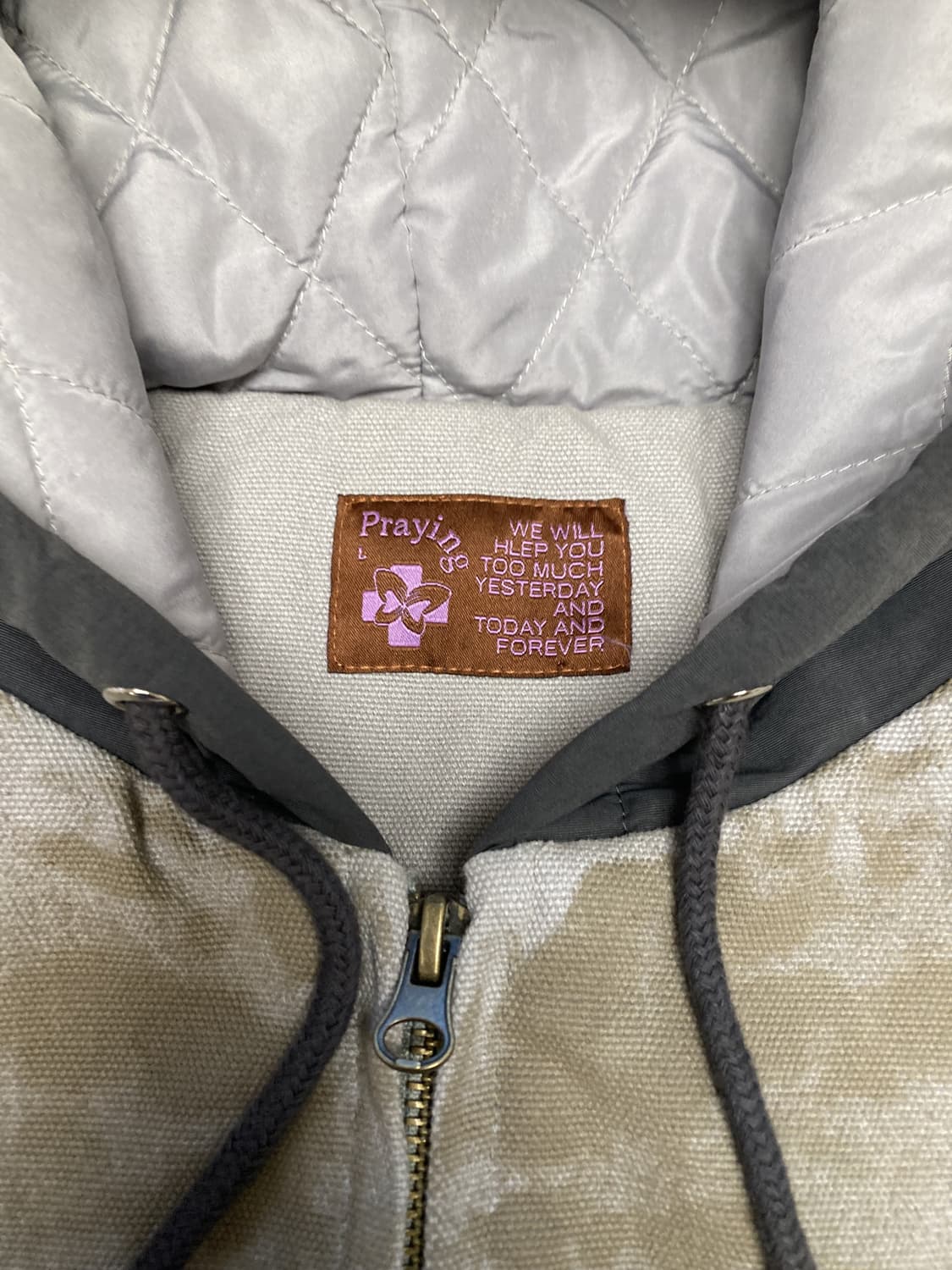 praying 페인트 프린트 캔버스 후디 자켓 상품이미지3