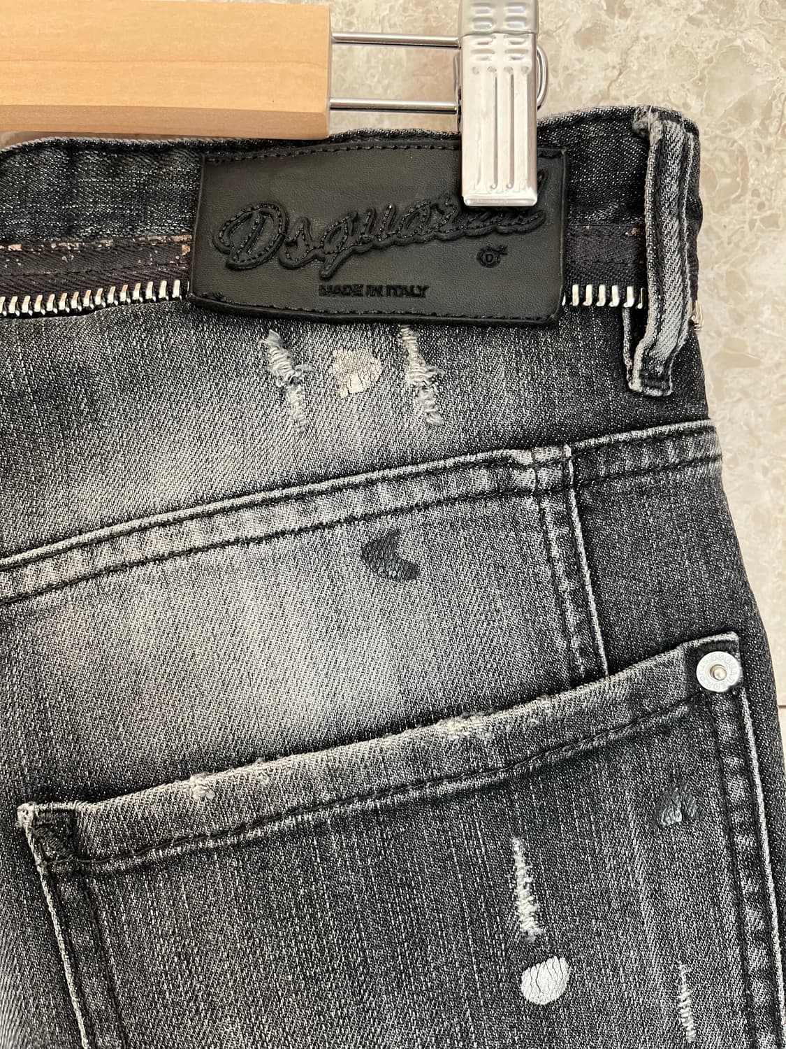 디스퀘어드2 블랙 퀼팅 바이커 청바지 46 상품이미지6