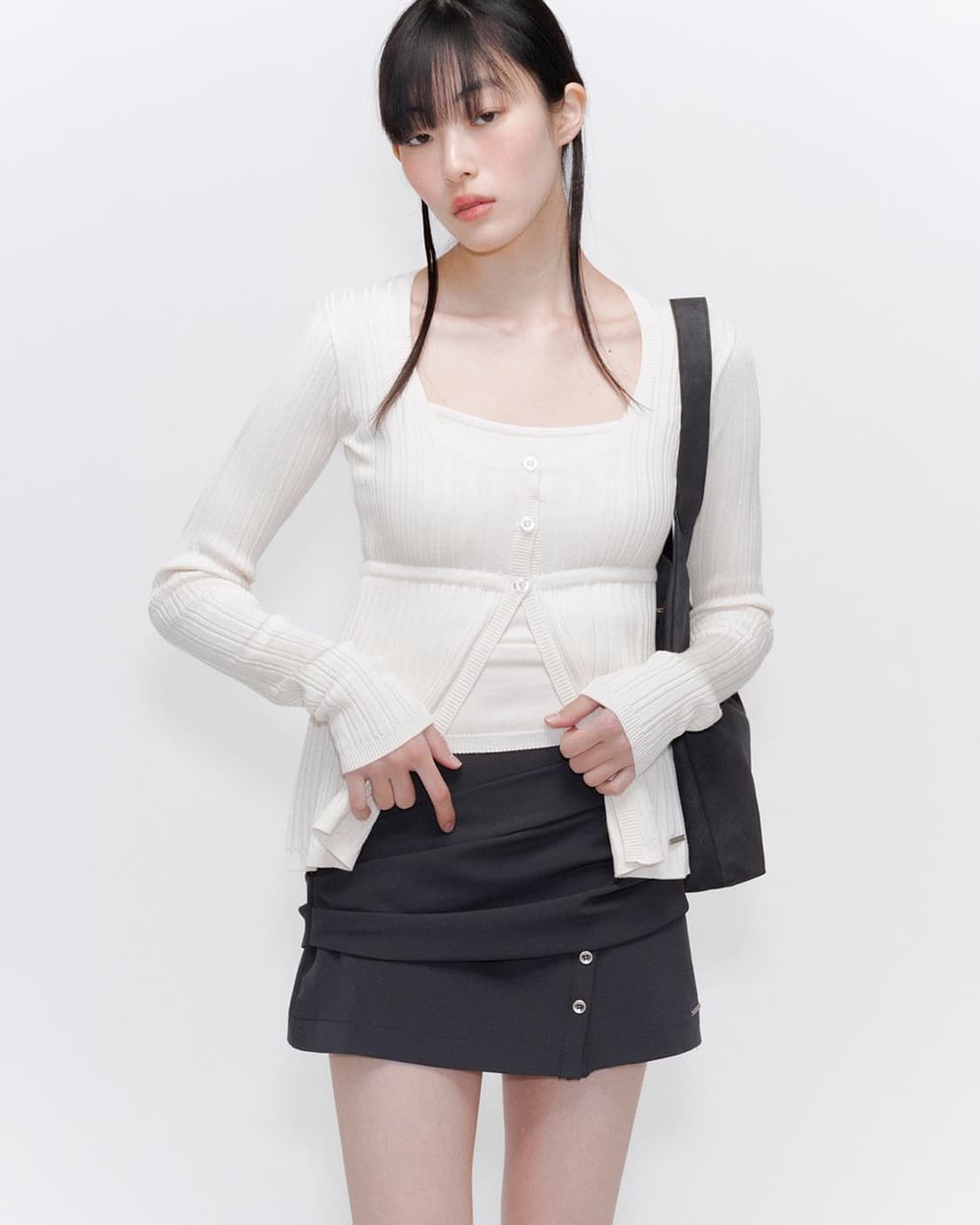 미세키서울 리브드 니트 가디건 상품이미지1