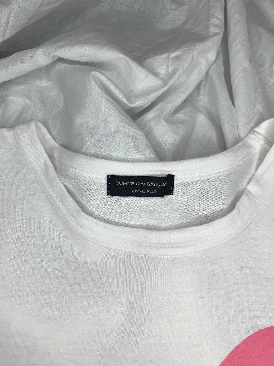 꼼데가르송 옴므 플러스 핑크 오벌 더블 로고 티셔츠 상품이미지3
