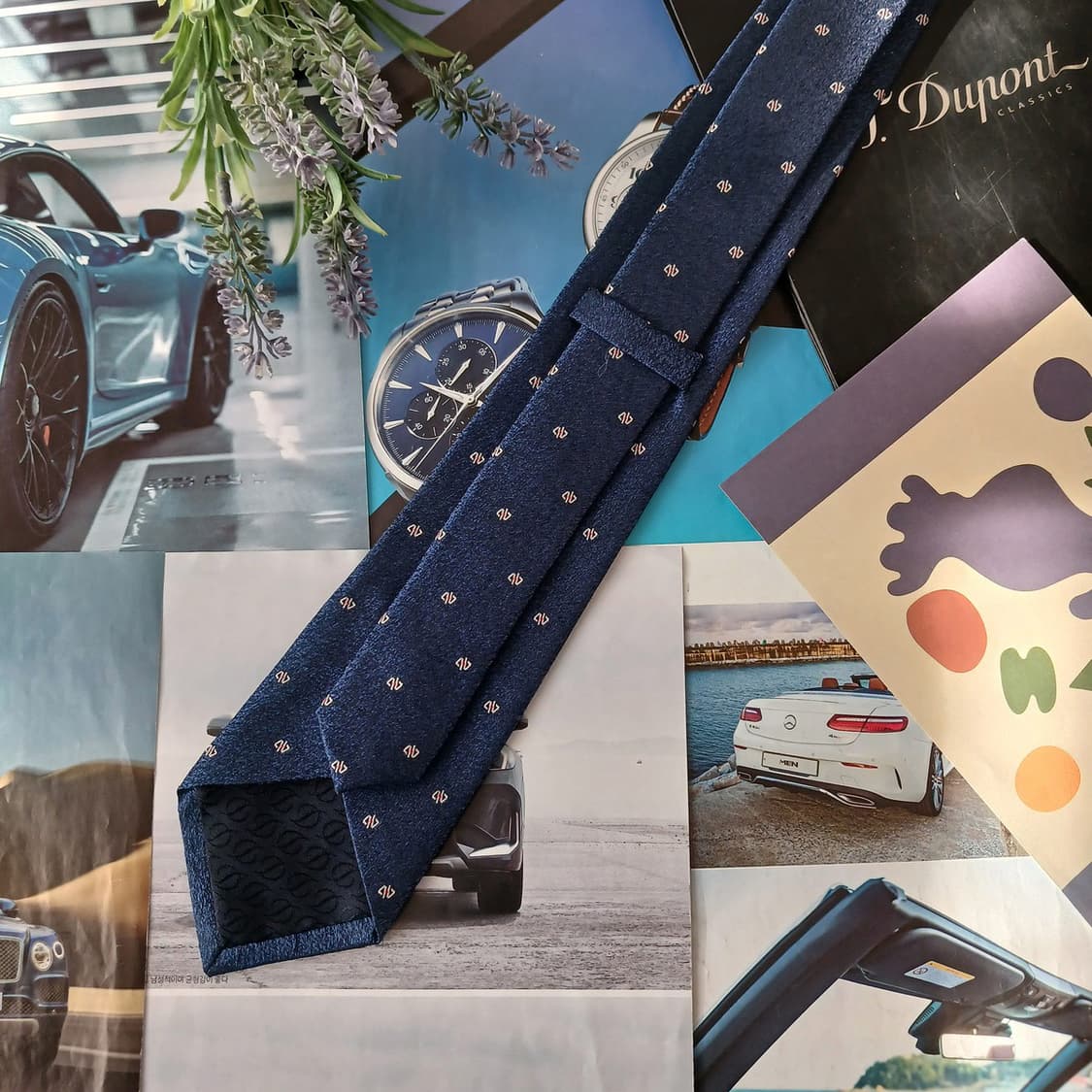 에스 티 듀퐁 실크 네이비 패턴 넥타이 8.2cm A등급 A19275
 상품이미지4