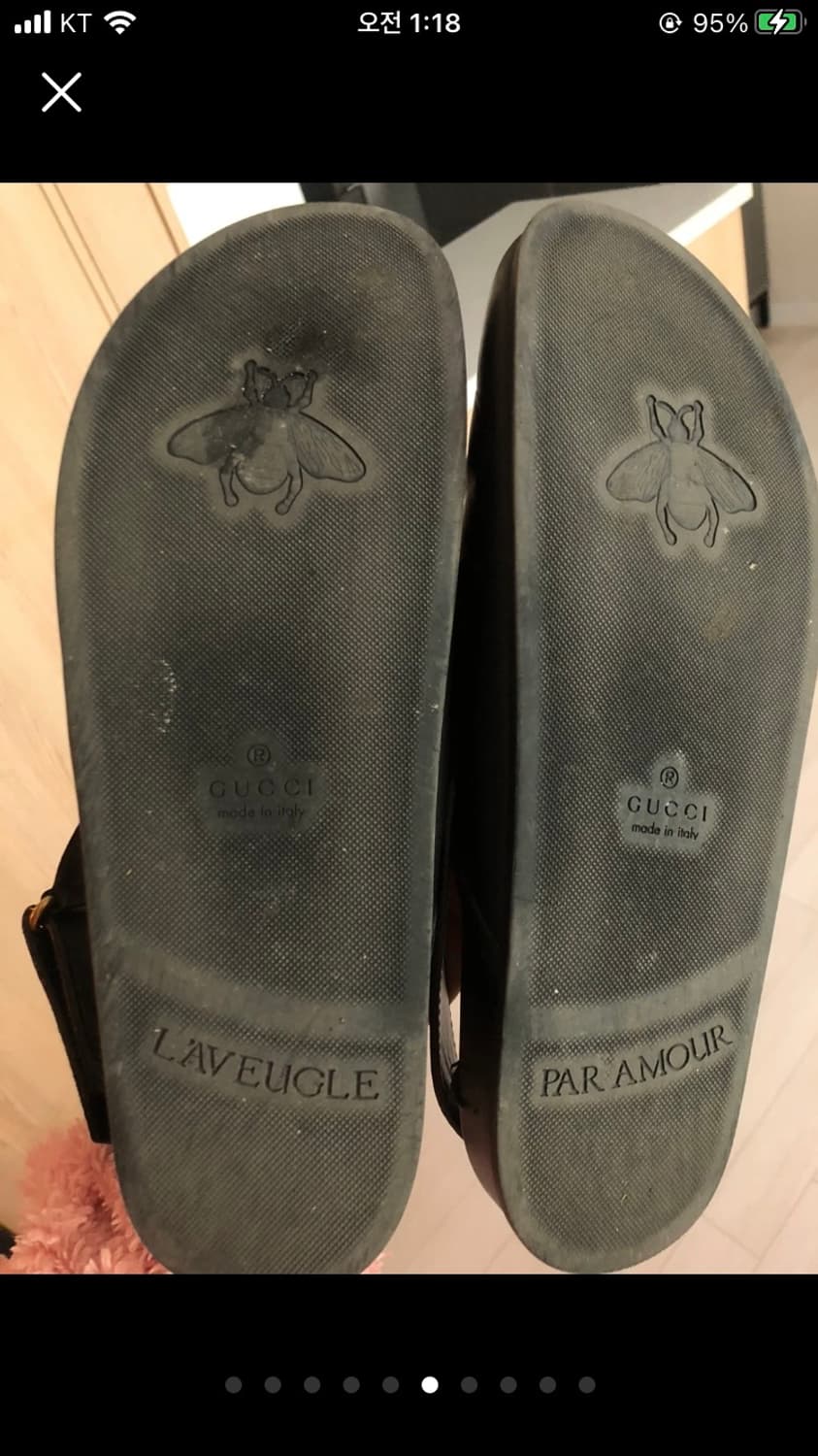 구찌 블랙 가죽 홀스빗 뮬 샌들(정품) 상품이미지5