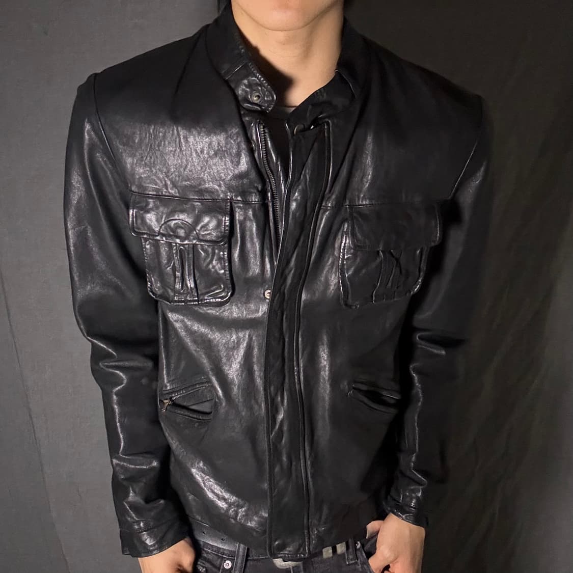 lamb skin pocket leather jacket 상품이미지3