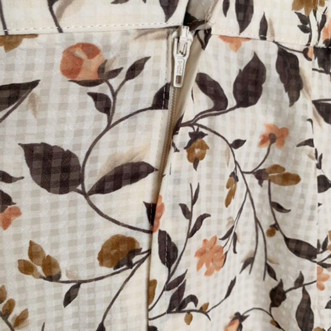 Vintage Check Pattern Flower Long Skirt 상품이미지3