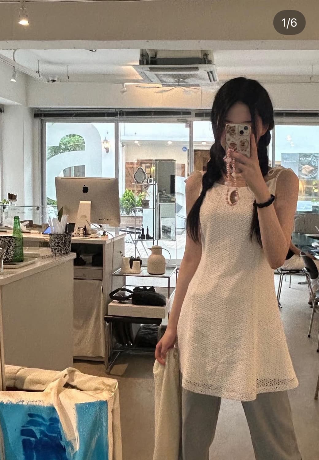 택o새제품) 아이토브서울 레이스 플레어 원피스 아이보리 s 채수아착용 상품이미지1