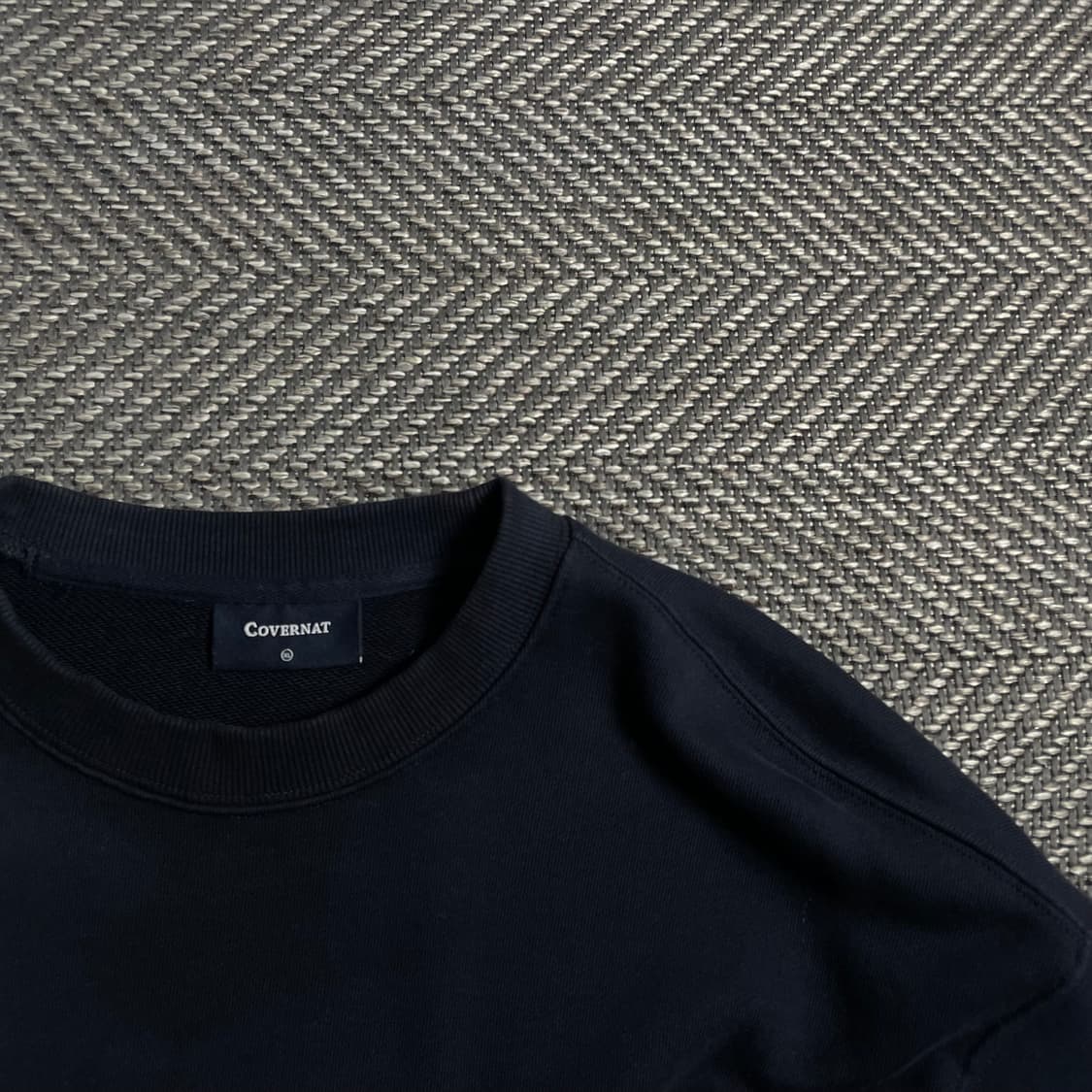 커버낫 스몰 자수로고 박시핏 스웻 맨투맨 네이비y 4766 상품이미지5