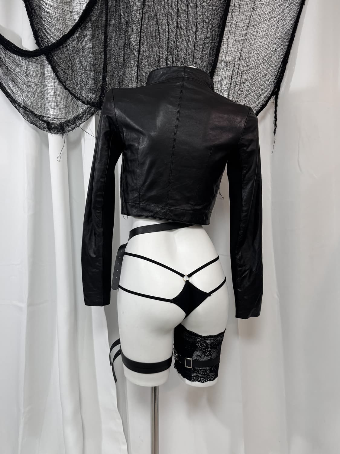 high neck leather jacket 상품이미지4