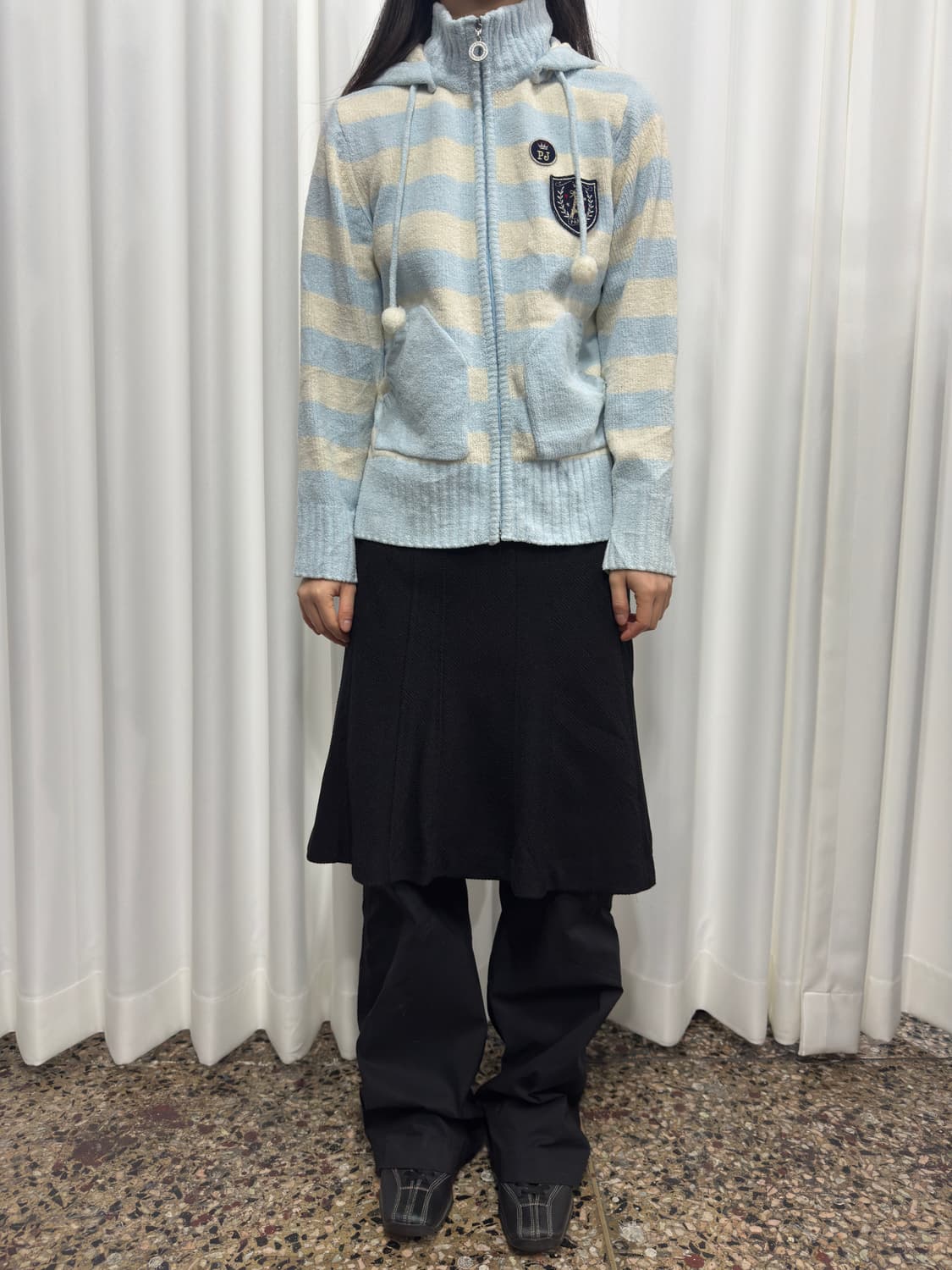 pom ponette cute stripe hood zipup 상품이미지3