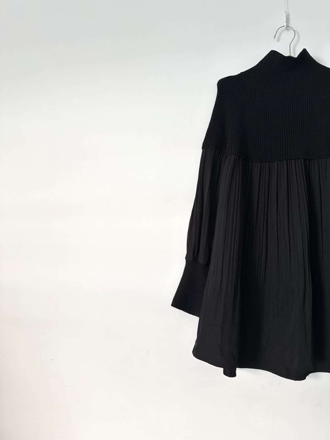 Ribbed pleats mix ops / black 상품이미지6