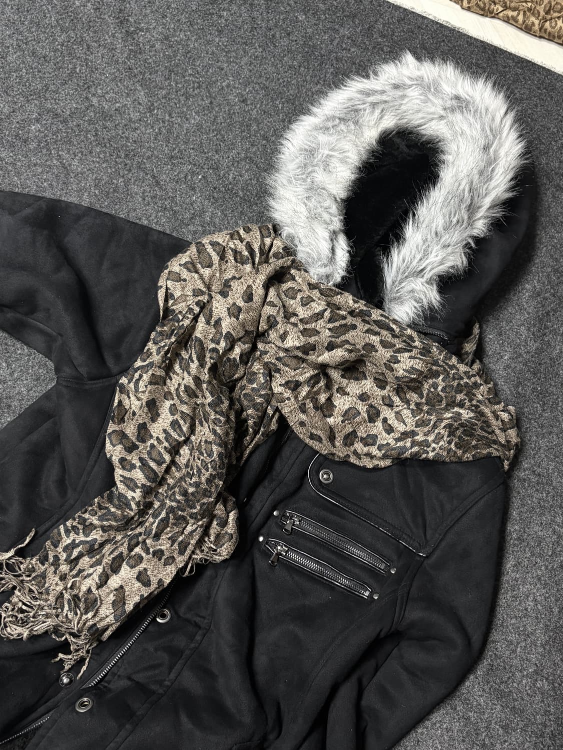 Vintage y2k punk Leopard muffler 상품이미지1