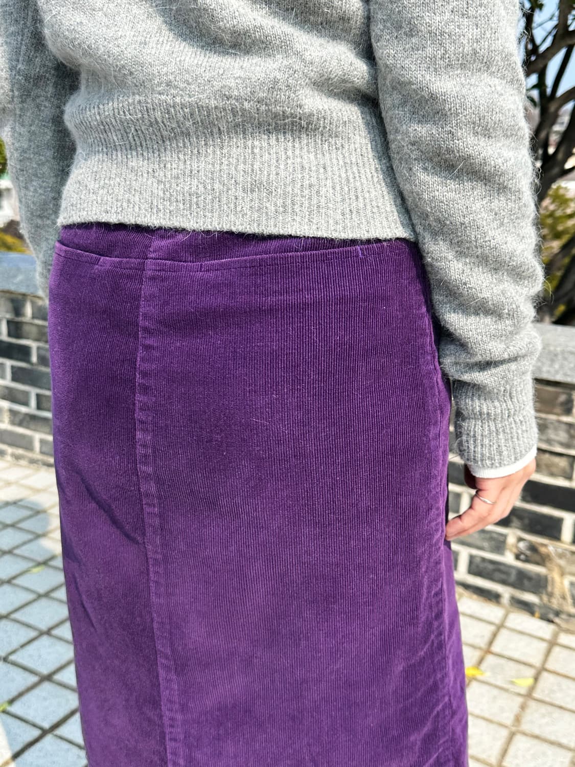퍼플 코듀로이 미디스커트 상품이미지2