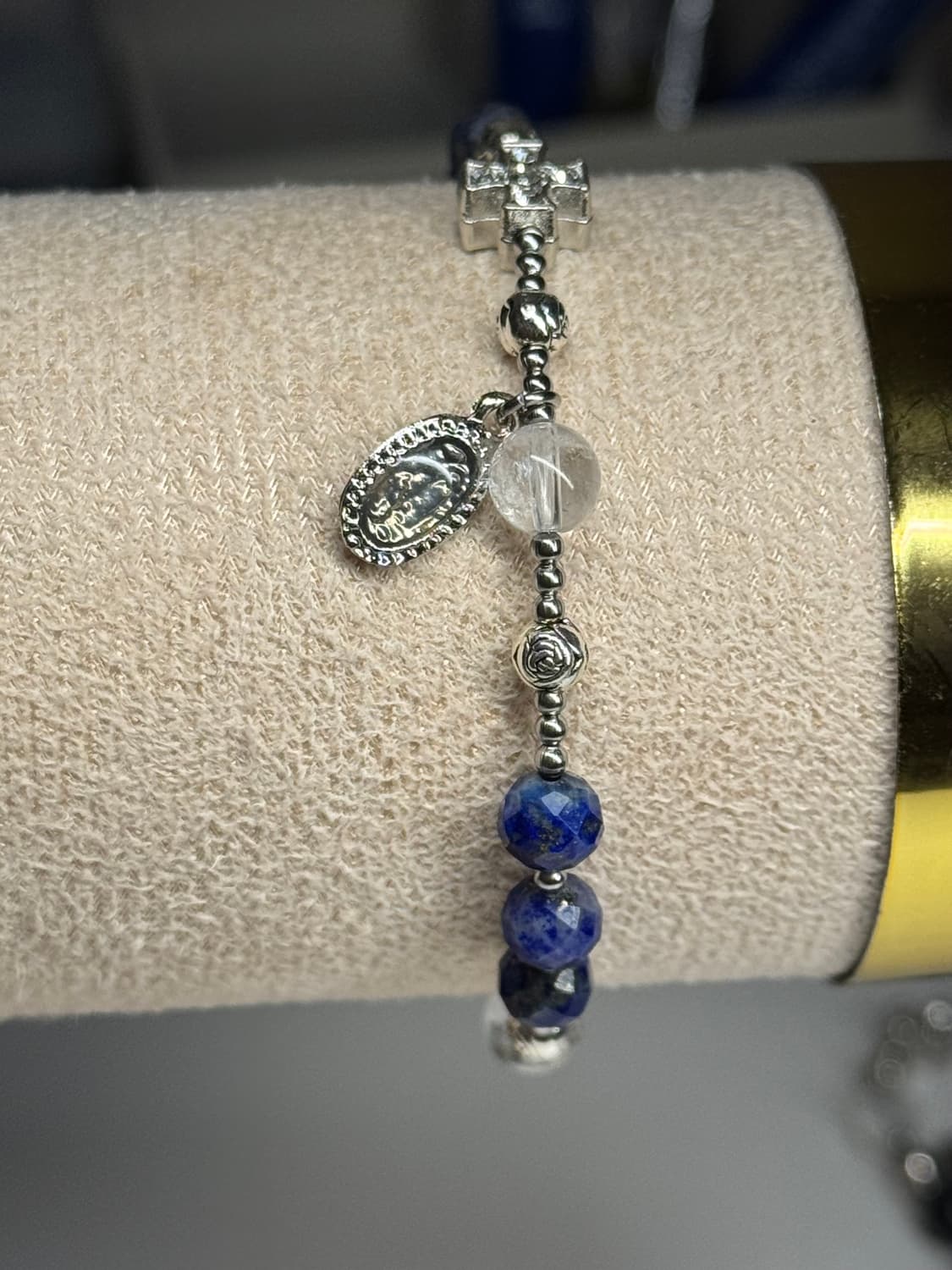 (맞춤) 천연석 라피스라줄리 백수정 묵주팔찌 원석팔찌 상품이미지4