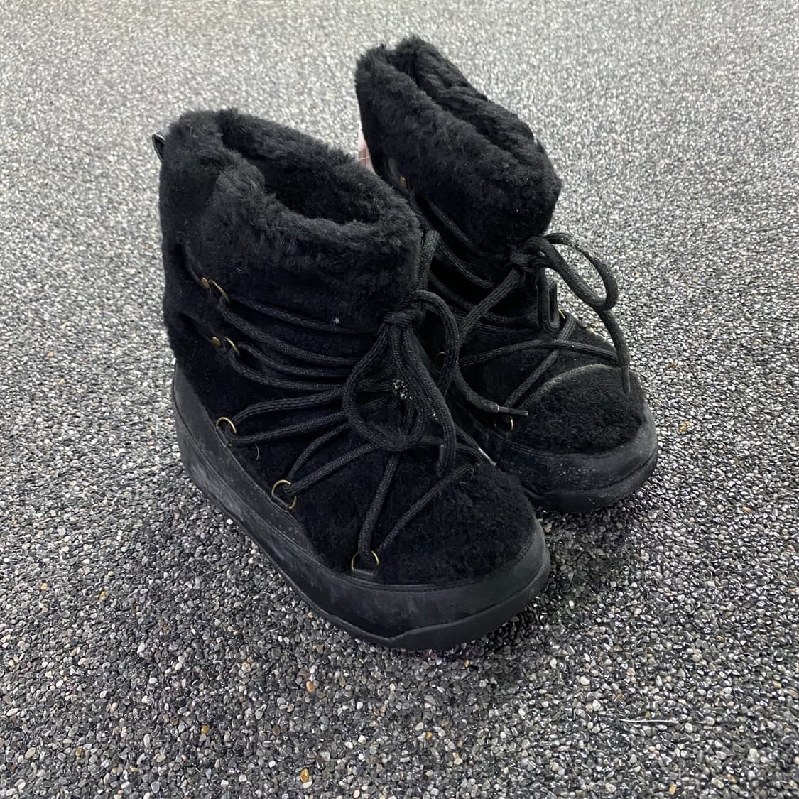 빈티지 블랙 양털 미들부츠 B3576 상품이미지1