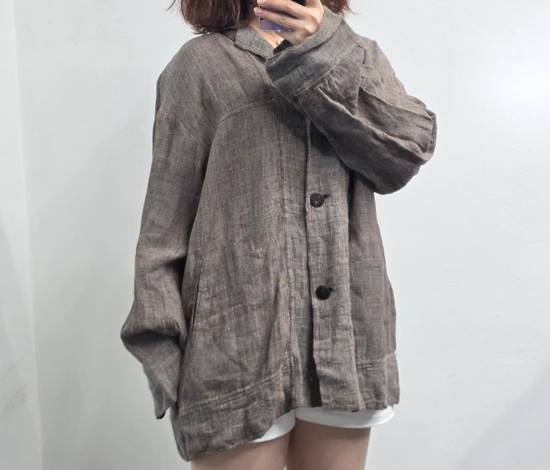 [프립]2 size/이세이 미야케 퍼머넌트 린넨셔츠자켓 상품이미지2