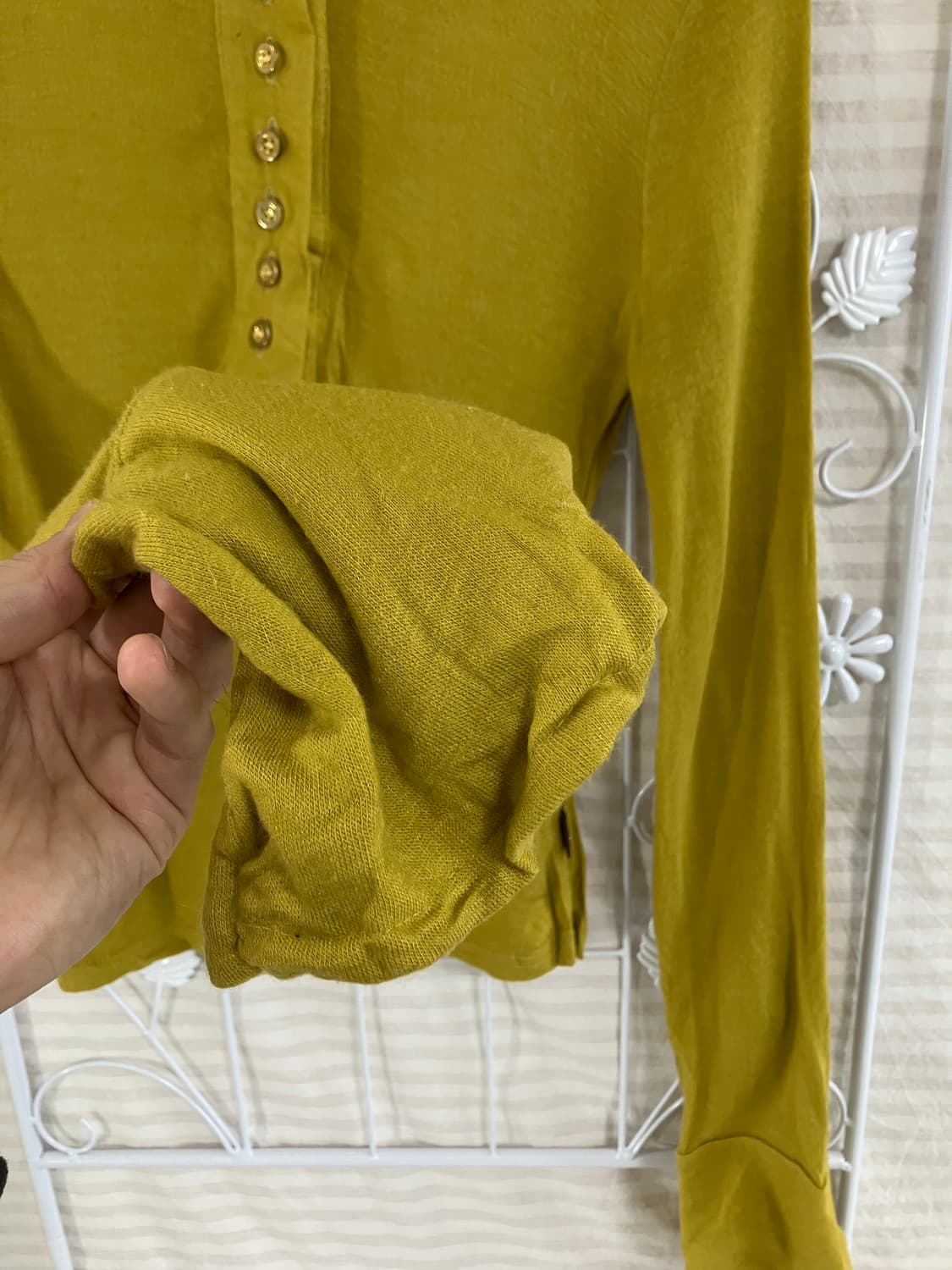 빈티지 옐로우 버튼 백포인트 블라우스 935 y2k 스트릿 갸루 펑키 일 상품이미지5