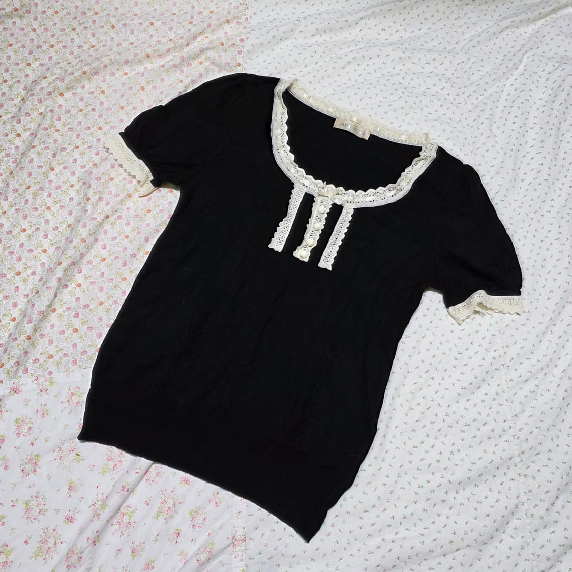 빈티지 공겜여주 고딕 블랙 레이스 리본 로걀탑 갸루일브히메갸루 상품이미지2