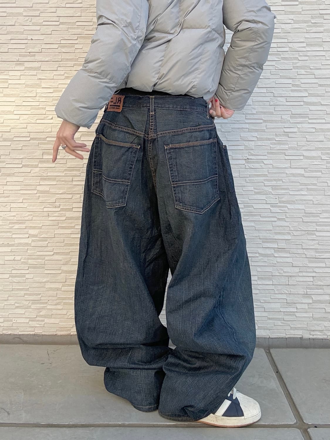 90s POLO JEANS CO 올드스쿨 진청 오버 와이드 데님 밴츠 상품이미지3