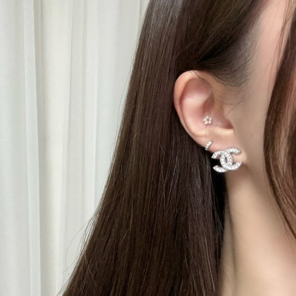 (여름휴가세일) 샤넬 귀걸이 크리스탈 실버 업사이클링 귀걸이 상품이미지7