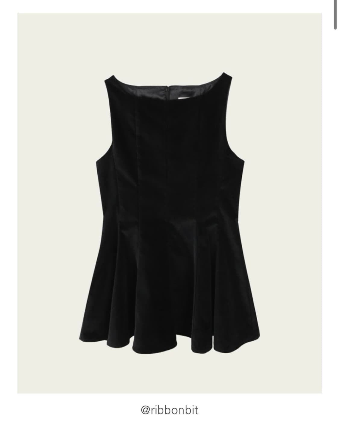 Ribbonbit Velvet Flare Mini Dress 블랙 상품이미지2