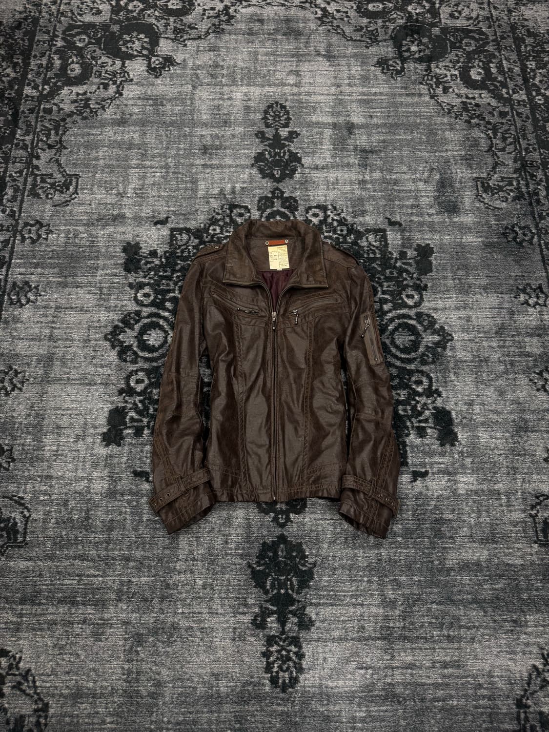 Oil cake grunge faux leather jacket 상품이미지2