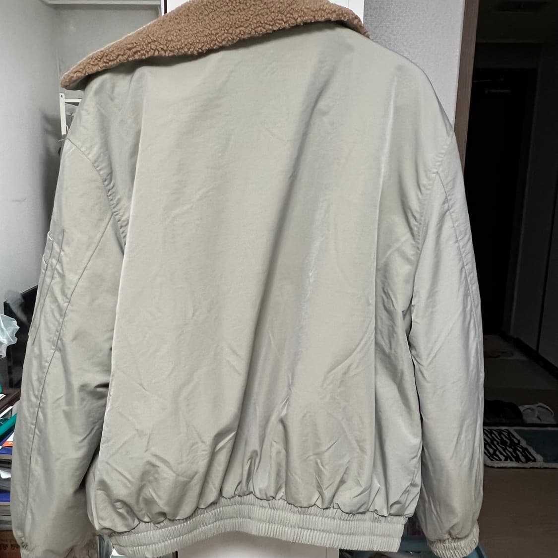 플리스 오버핏 투웨이 밴딩 블루종 자켓 점퍼 그린 상품이미지3