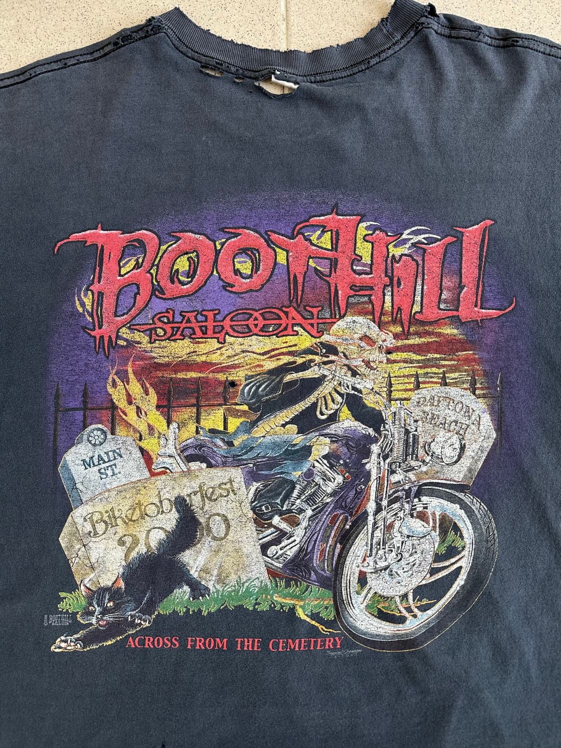00s 빈티지 바이커 티셔츠 XL 디스트레스드 Boothill saloo 상품이미지4