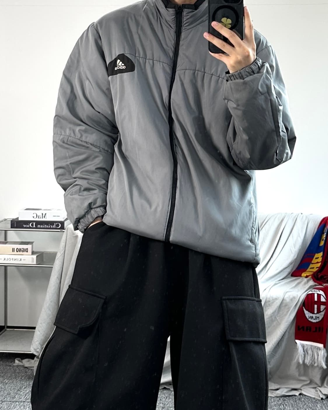 아디다스 블랙 그레이 리버시블 바람막이 점퍼 상품이미지6