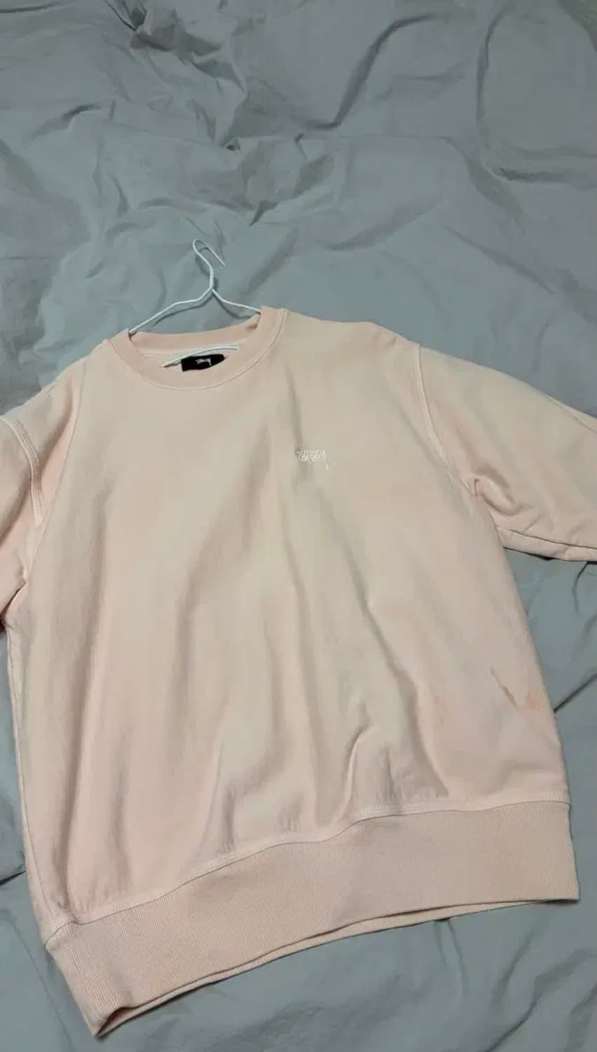 STUSSY 스투시 오버다이드 스탁 로고 크루 라이트 핑크 맨투맨 상품이미지2