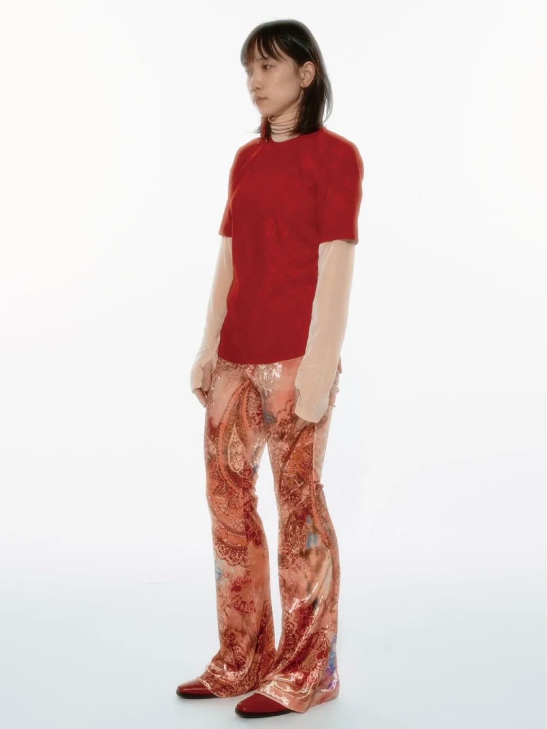PAISLEY VELVET JERSEY PANTS (PINK) 상품이미지3