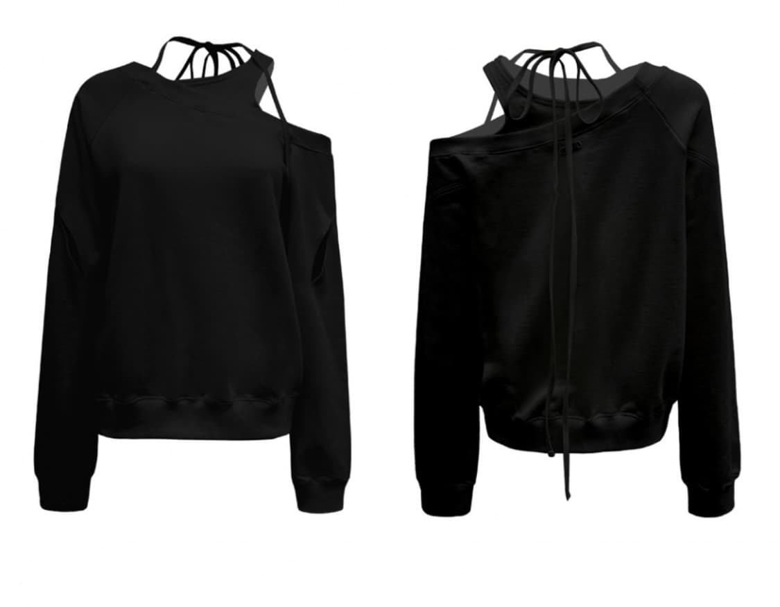 나체 슬릿 레이어드 스웻 셔츠 상품이미지3