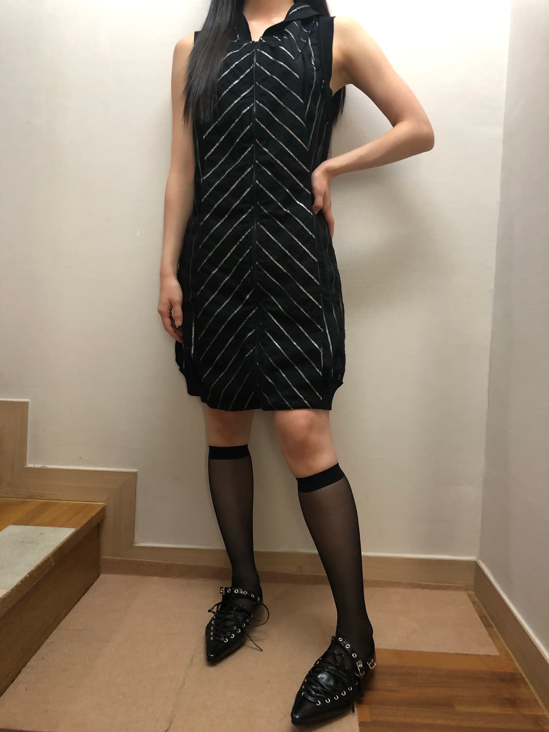 빈티지 블랙 레이스 펑크 원피스 상품이미지2