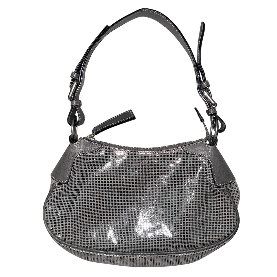 Metal Grey Leather Bag italy vintage 상품이미지2