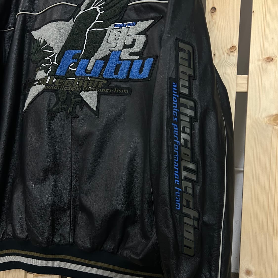 (L) FuBu 90s푸부 가죽 바시티 자켓 상품이미지3